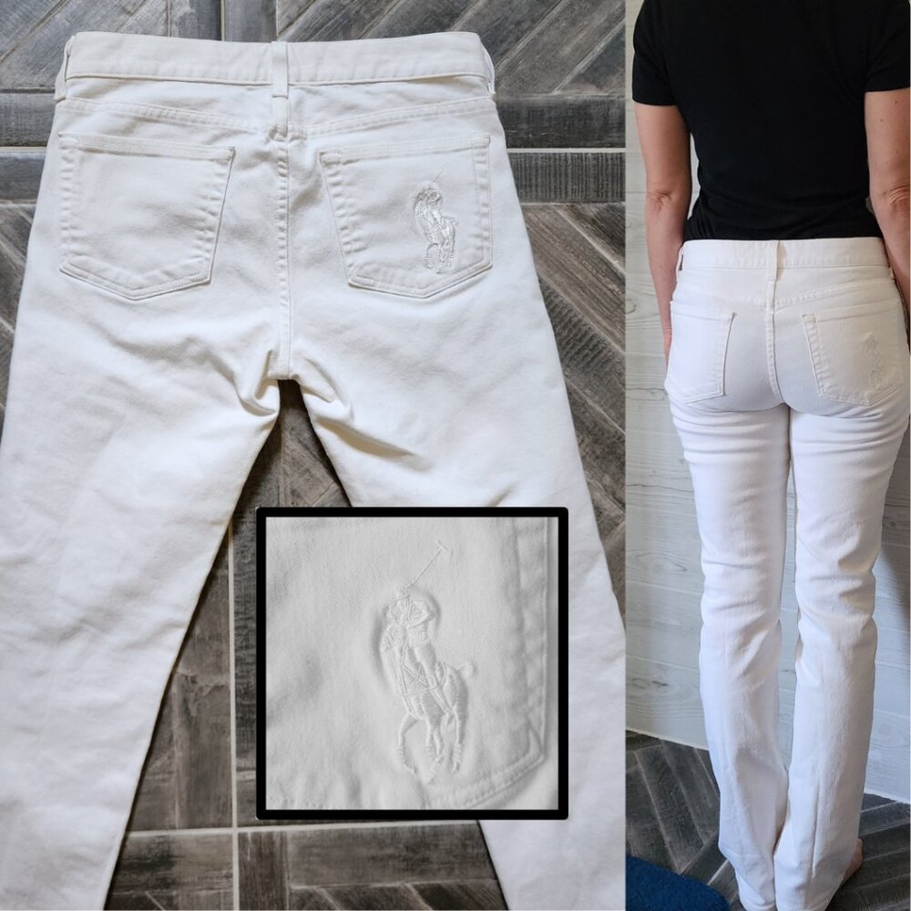 Ralph Lauren Embroidered White Label Straight Leg Jeans 29 - 30 | Midrise